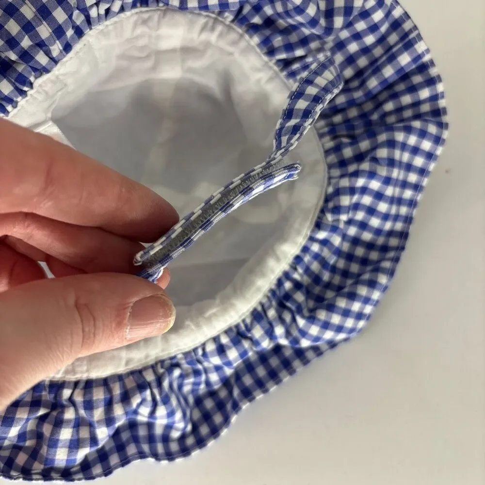 Janie and Jack blue check gingham summer hat baby 0-6 mo